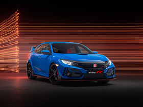 seitliche Frontansicht Honda Civic Type R GT in Racing Blue